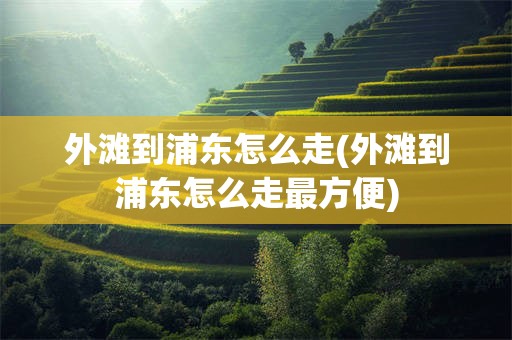 外滩到浦东怎么走(外滩到浦东怎么走最方便)