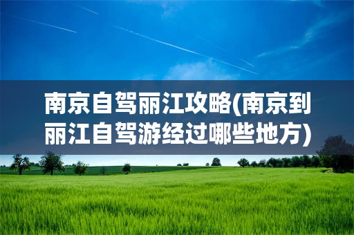 南京自驾丽江攻略(南京到丽江自驾游经过哪些地方)