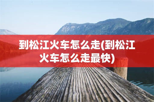 到松江火车怎么走(到松江火车怎么走最快)