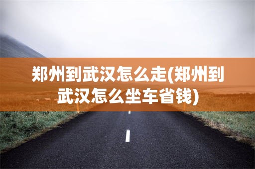 郑州到武汉怎么走(郑州到武汉怎么坐车省钱)