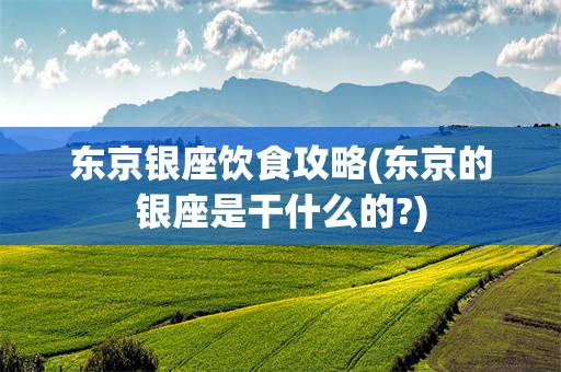东京银座饮食攻略(东京的银座是干什么的?)
