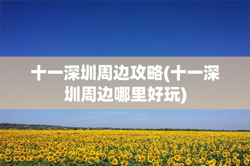 十一深圳周边攻略(十一深圳周边哪里好玩)