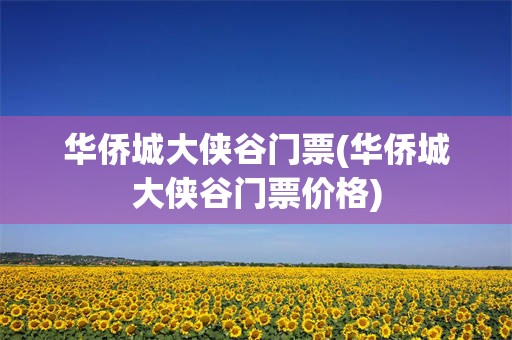 华侨城大侠谷门票(华侨城大侠谷门票价格)