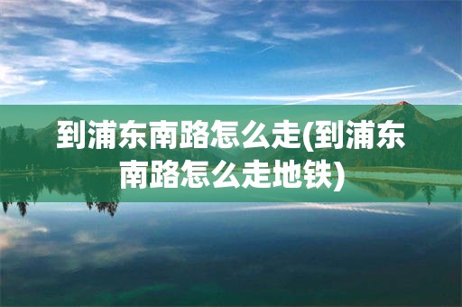 到浦东南路怎么走(到浦东南路怎么走地铁)