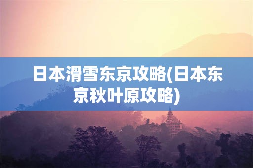 日本滑雪东京攻略(日本东京秋叶原攻略)