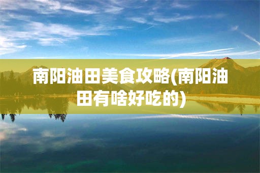 南阳油田美食攻略(南阳油田有啥好吃的)