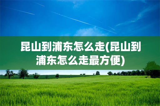 昆山到浦东怎么走(昆山到浦东怎么走最方便)