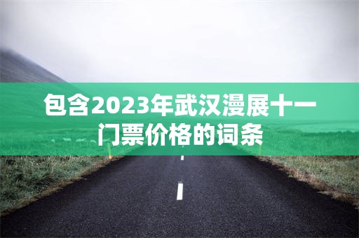 包含2023年武汉漫展十一门票价格的词条