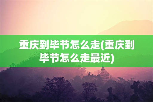 重庆到毕节怎么走(重庆到毕节怎么走最近)
