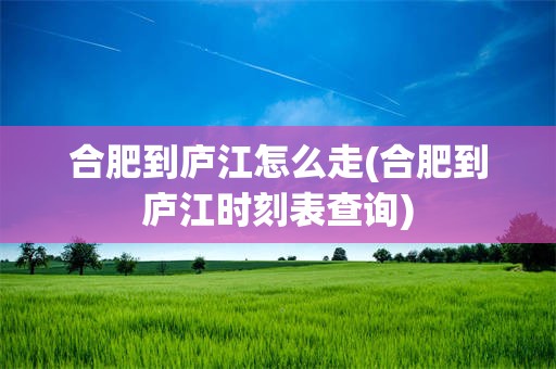合肥到庐江怎么走(合肥到庐江时刻表查询)