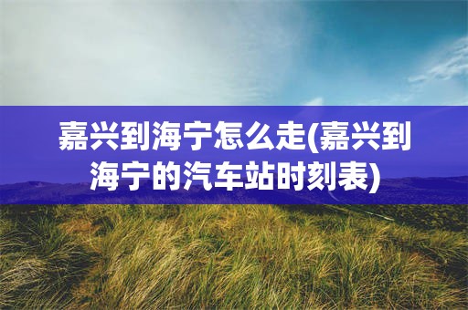 嘉兴到海宁怎么走(嘉兴到海宁的汽车站时刻表)