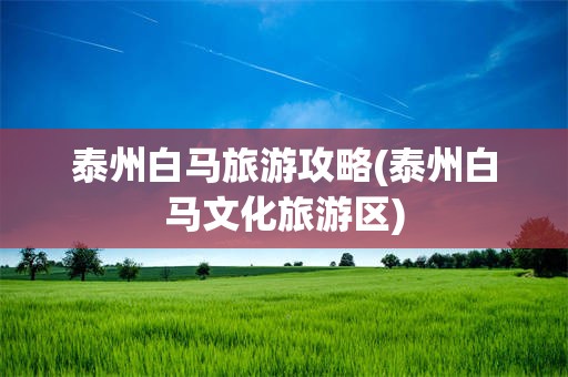 泰州白马旅游攻略(泰州白马文化旅游区)