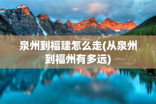 泉州到福建怎么走(从泉州到福州有多远)