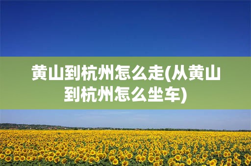黄山到杭州怎么走(从黄山到杭州怎么坐车)