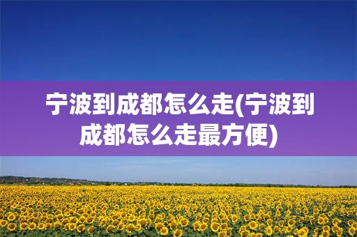 宁波到成都怎么走(宁波到成都怎么走最方便)