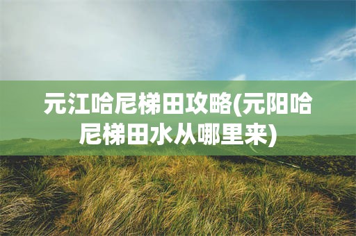 元江哈尼梯田攻略(元阳哈尼梯田水从哪里来)