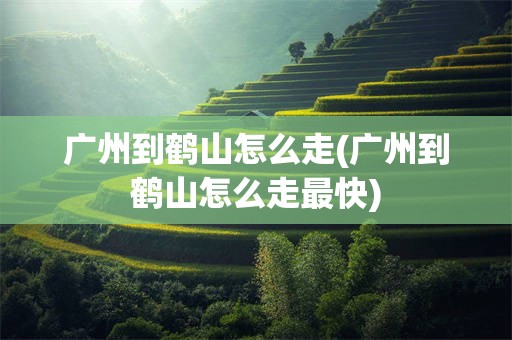 广州到鹤山怎么走(广州到鹤山怎么走最快)