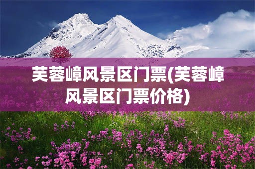 芙蓉嶂风景区门票(芙蓉嶂风景区门票价格)