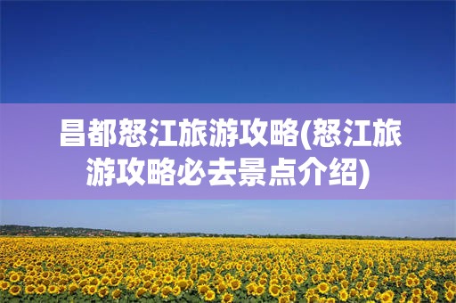 昌都怒江旅游攻略(怒江旅游攻略必去景点介绍)