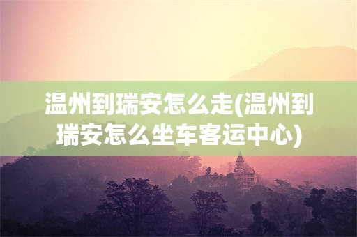 温州到瑞安怎么走(温州到瑞安怎么坐车客运中心)