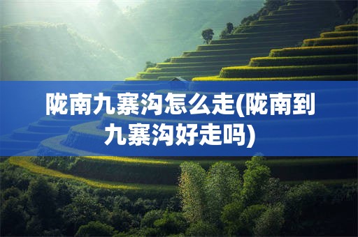 陇南九寨沟怎么走(陇南到九寨沟好走吗)