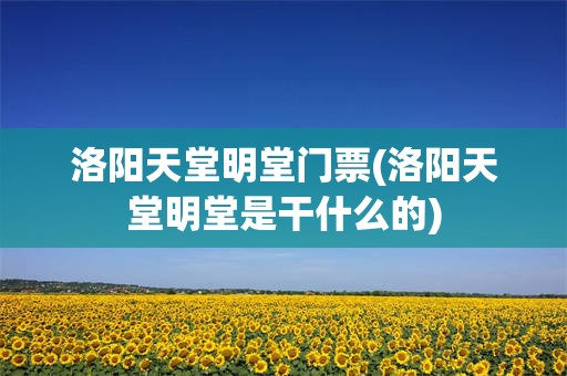 洛阳天堂明堂门票(洛阳天堂明堂是干什么的)