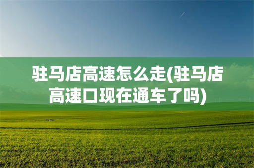 驻马店高速怎么走(驻马店高速口现在通车了吗)
