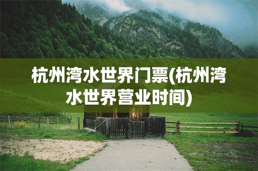 杭州湾水世界门票(杭州湾水世界营业时间)