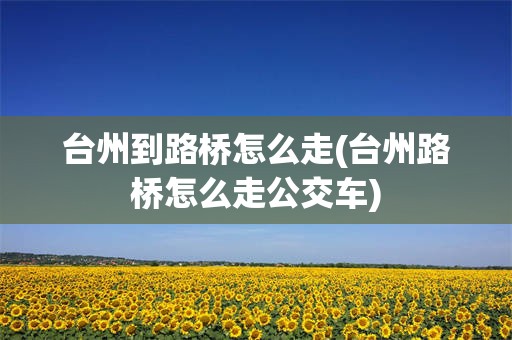 台州到路桥怎么走(台州路桥怎么走公交车)