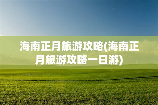 海南正月旅游攻略(海南正月旅游攻略一日游)
