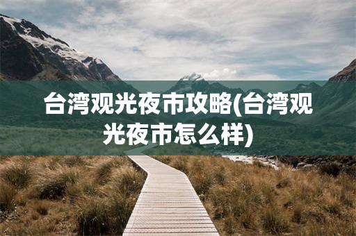 台湾观光夜市攻略(台湾观光夜市怎么样)