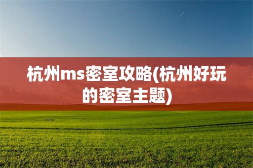 杭州ms密室攻略(杭州好玩的密室主题)
