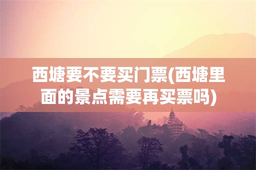 西塘要不要买门票(西塘里面的景点需要再买票吗)