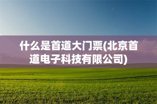 什么是首道大门票(北京首道电子科技有限公司)