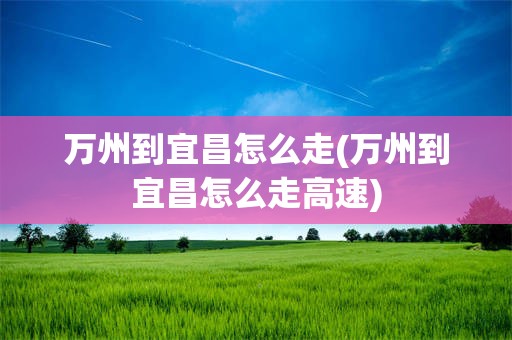 万州到宜昌怎么走(万州到宜昌怎么走高速)