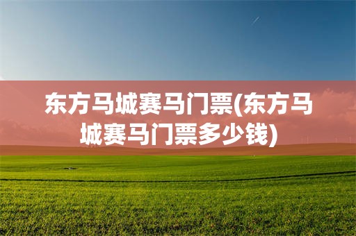 东方马城赛马门票(东方马城赛马门票多少钱)