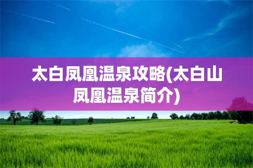 太白凤凰温泉攻略(太白山凤凰温泉简介)
