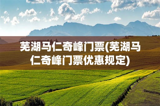 芜湖马仁奇峰门票(芜湖马仁奇峰门票优惠规定)