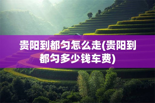 贵阳到都匀怎么走(贵阳到都匀多少钱车费)