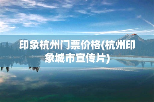 印象杭州门票价格(杭州印象城市宣传片)