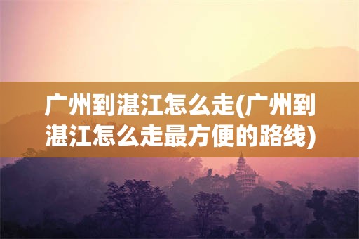 广州到湛江怎么走(广州到湛江怎么走最方便的路线)