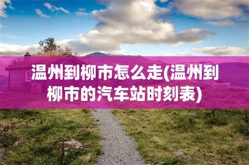 温州到柳市怎么走(温州到柳市的汽车站时刻表)