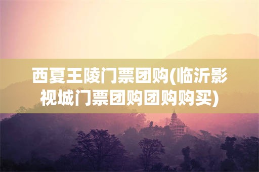 西夏王陵门票团购(临沂影视城门票团购团购购买)