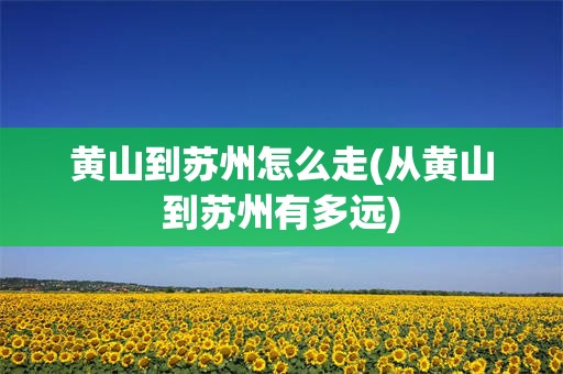 黄山到苏州怎么走(从黄山到苏州有多远)