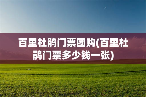 百里杜鹃门票团购(百里杜鹃门票多少钱一张)