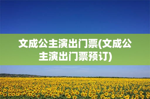 文成公主演出门票(文成公主演出门票预订)