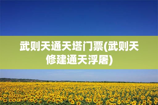 武则天通天塔门票(武则天修建通天浮屠)