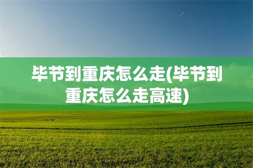 毕节到重庆怎么走(毕节到重庆怎么走高速)