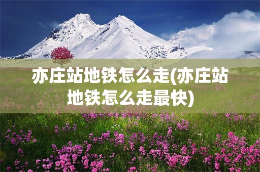 亦庄站地铁怎么走(亦庄站地铁怎么走最快)