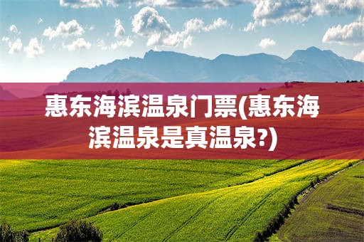 惠东海滨温泉门票(惠东海滨温泉是真温泉?)